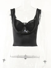 Vintage Lace Patchwork Spaghetti Strap Low Cut Backless Streetwear Mini Vests